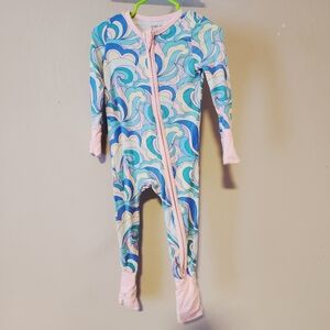 Angel Dear 6-12m Bamboo Blue and Pink Swirl One Piece